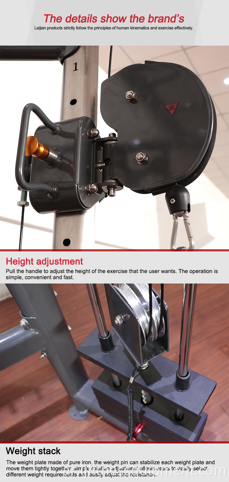 معدات الصالة الرياضية المدمجة التجارية المزدوجة كروس كابل بكرة قابلة للتعديل في معدات الصالة الرياضية